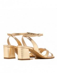 Sandale dama Glam Gold Flats Piele Naturala - The5thelement.ro