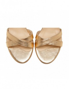 Sandale dama Glam Gold Flats Piele Naturala - The5thelement.ro
