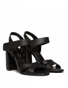 Sandale piele toc gros Trapeze Block Black - The5thelement.ro
