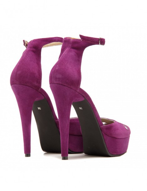 Sandale cu platforma piele naturala Purple Velvet The 70's - The5thelement.ro