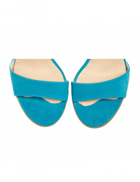 Sandale piele toc gros Wild Thing Turquoise - The5thelement.ro