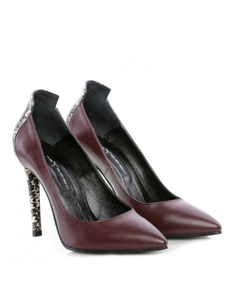 Pantofi stiletto piele naturala Cindy Marsala - The5thelement.ro