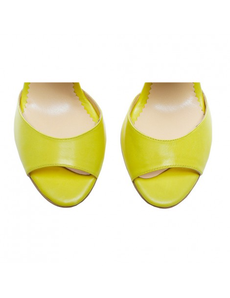Sandale piele toc gros Titanium Yellow Lime - The5thelement.ro