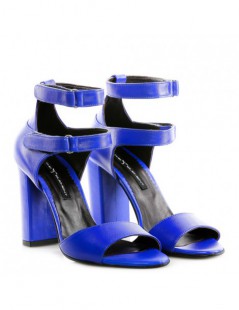 Sandale piele toc gros Strap Zone Electric Blue - The5thelement.ro