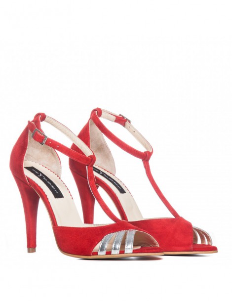 Sandale dama Pin Up Chic Red Piele Naturala - The5thelement.ro