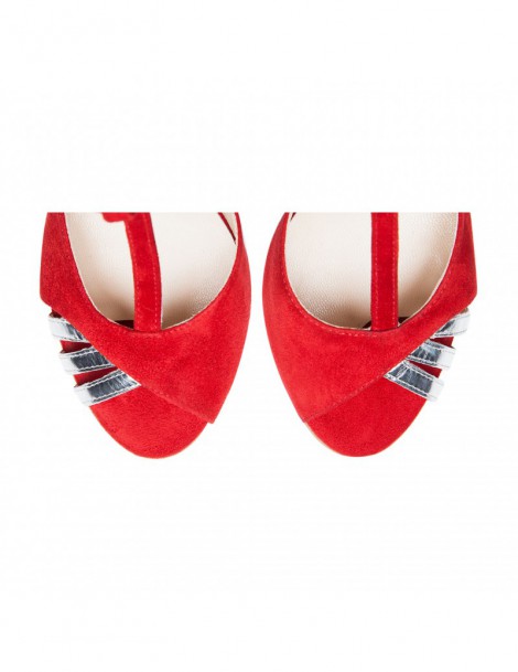 Sandale dama piele naturala Pin Up Chic Red - The5thelement.ro