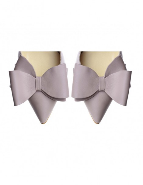 Pantofi stiletto piele naturala Lila cu funda - The5thelement.ro