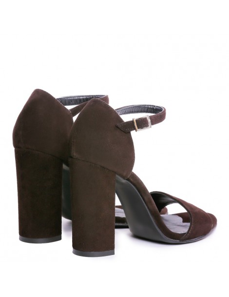 Sandale dama Simple Block Brown Piele Naturala - The5thelement.ro
