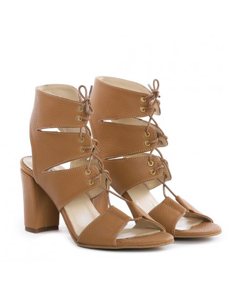 Sandale piele toc gros Safari Nude - The5thelement.ro