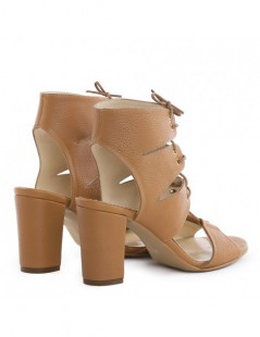 Sandale piele toc gros Safari Nude - The5thelement.ro