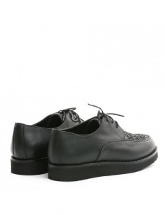 Pantofi oxford dama piele naturala Sport Black GLITTER - The5thelement.ro