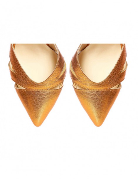 Pantofi stiletto piele naturala Orange Cut Out - The5thelement.ro