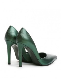 Pantofi stiletto piele naturala Verde - The5thelement.ro