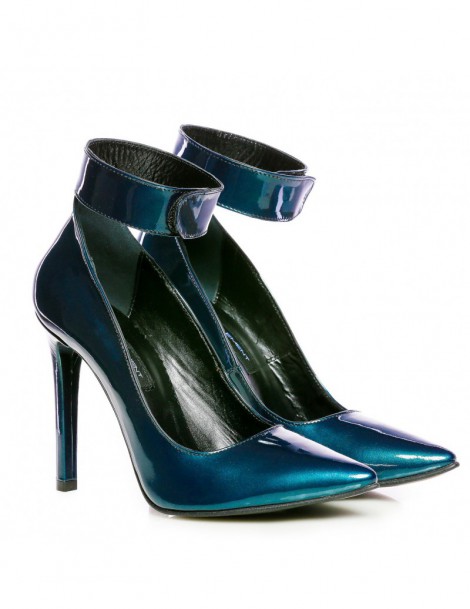 Pantofi stiletto piele naturala Chocker Blue - The5thelement.ro