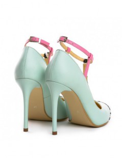 Pantofi Stiletto Piele Naturala Menta T-Bar - The5thelement.ro