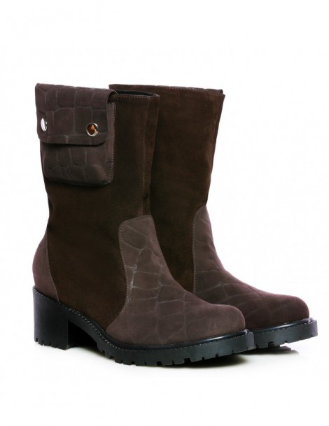 Ghete dama Pocket Boots Brown Piele Naturala - The5thelement.ro