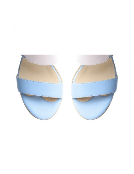 Sandale piele toc gros Strappy Pink Blue Block - The5thelement.ro