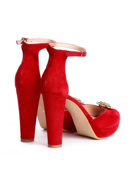 Sandale cu platforma piele naturala Red The 70's - The5thelement.ro