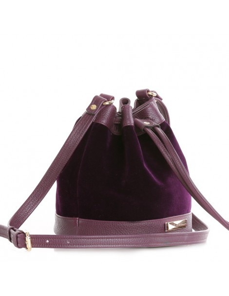 Geanta Piele Naturala Dama Purple Mini Bucket - The5thelement.ro