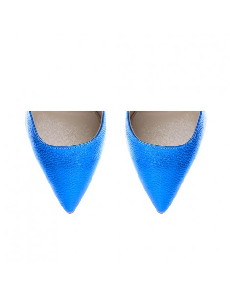 Pantofi stiletto piele naturala Albastru Kim - The5thelement.ro
