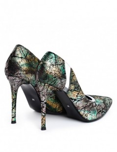 Pantofi stiletto piele naturala Verde Glamour - The5thelement.ro