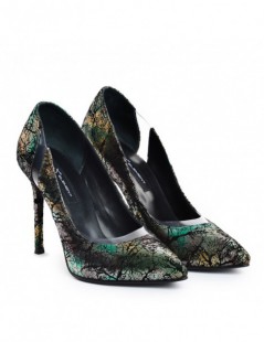 Pantofi stiletto piele naturala Verde Glamour - The5thelement.ro