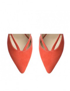 Pantofi Stiletto Piele Naturala Rosu Corai Sasha - The5thelement.ro