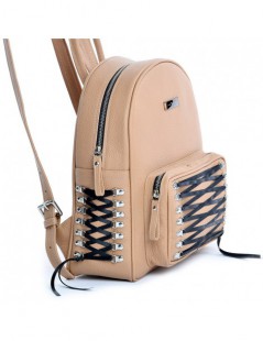 Rucsac dama Piele Naturala Lace-up Nude - The5thelement.ro