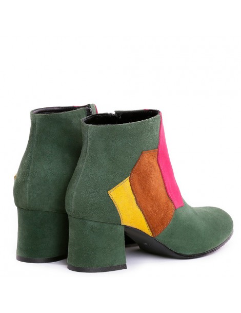Ghete Piele Naturala Dama Electric Green Ankle Boots - The5thelement.ro