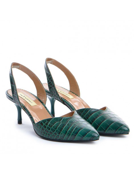 Pantofi Stiletto Piele Naturala Verde Ellie - The5thelement.ro
