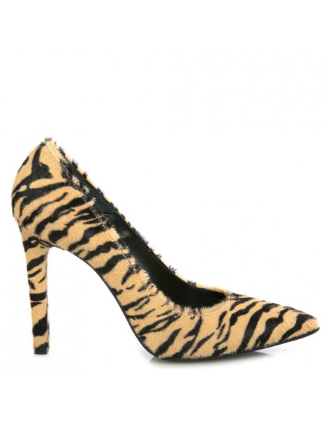 Pantofi stiletto piele naturala Tiger Print - The5thelement.ro
