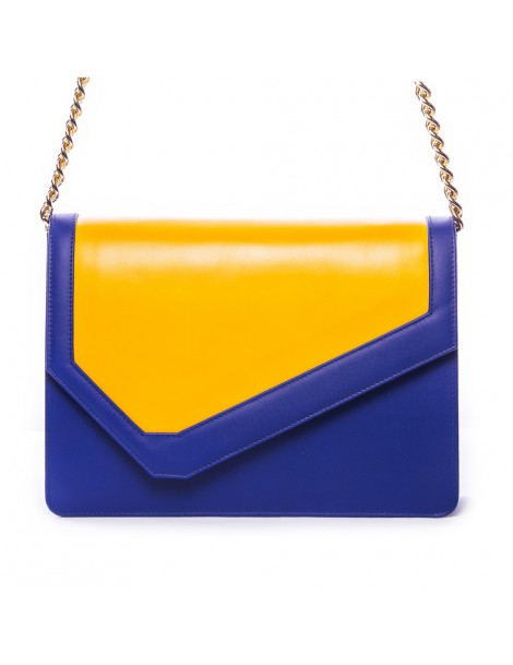 Geanta Piele Naturala Dama Blue and Yellow - The5thelement.ro