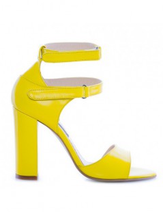 Sandale piele toc gros Strap Zone Yellow - The5thelement.ro
