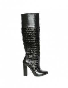 Cizme dama Long Boots Negru Print Piele Naturala - The5thelement.ro