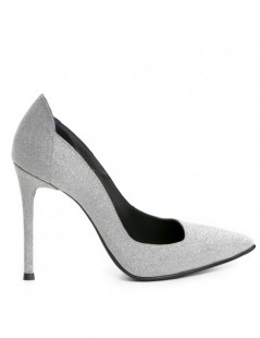 Pantofi stiletto piele naturala Argintiu Kim - The5thelement.ro