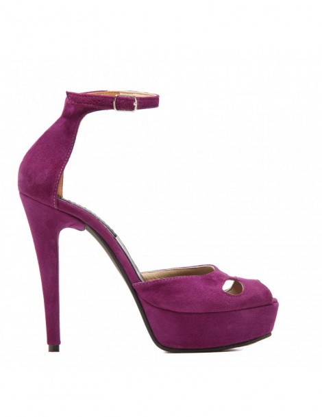 Sandale dama The 70's Purple Velvet Piele Naturala - The5thelement.ro