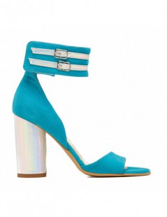 Sandale piele toc gros Wild Thing Turquoise - The5thelement.ro
