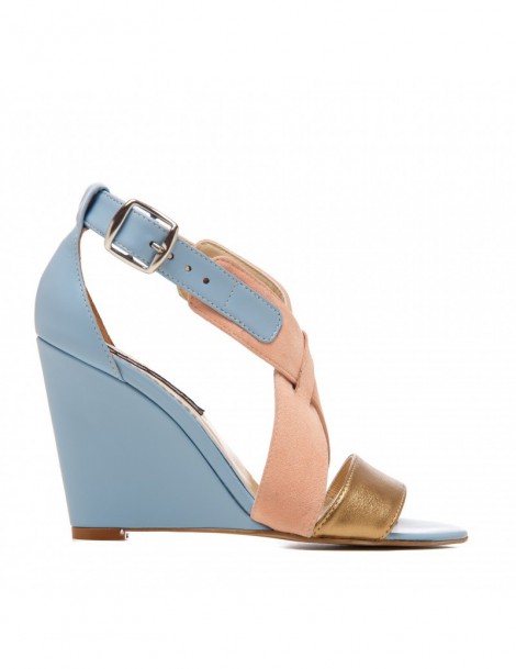 Sandale cu platforma piele naturala Blue Glam Nina - The5thelement.ro