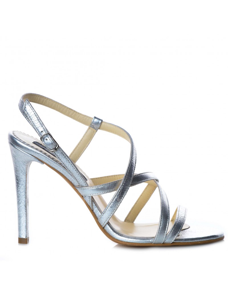 Sandale dama Eden High Heels Silver Piele Naturala - The5thelement.ro
