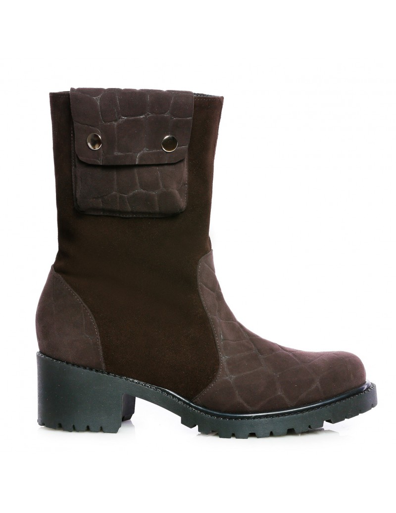 Ghete dama Pocket Boots Brown Piele Naturala - The5thelement.ro