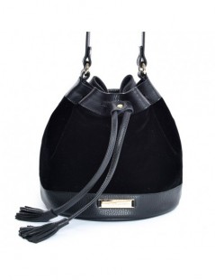 Geanta Piele Naturala Dama Black Mini Bucket - The5thelement.ro