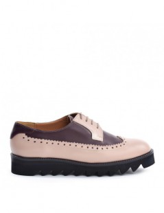 Pantofi oxford dama piele naturala Nude Marsala - The5thelement.ro