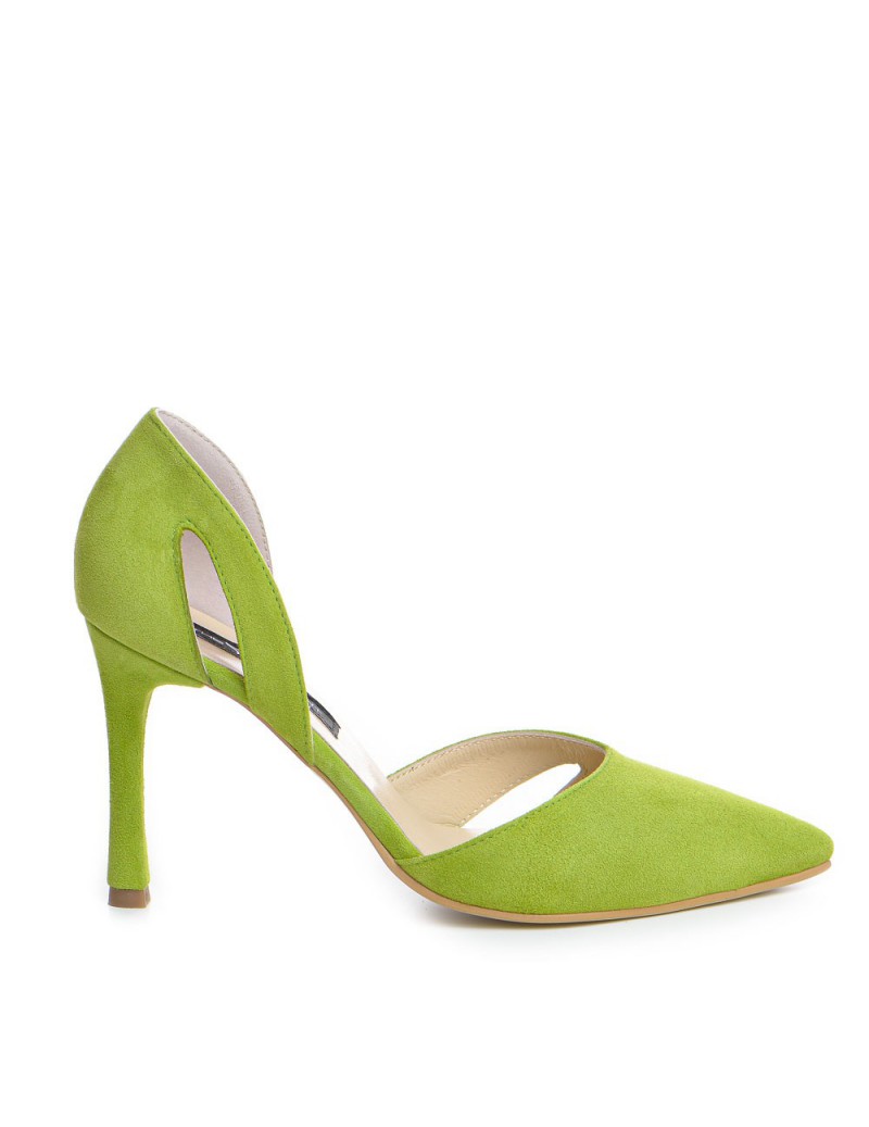 Pantofi Stiletto Piele Naturala Verde lime Zaira - The5thelement.ro