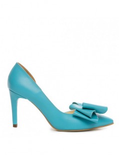 Pantofi stiletto piele naturala Turquoise Cut - The5thelement.ro