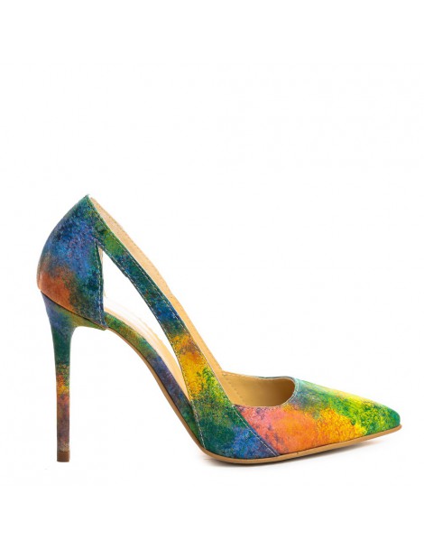 Pantofi stiletto piele naturala Rainbow - The5thelement.ro