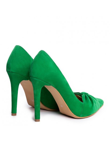 Pantofi Stiletto Piele Naturala Verde Amelie Turban - The5thelement.ro