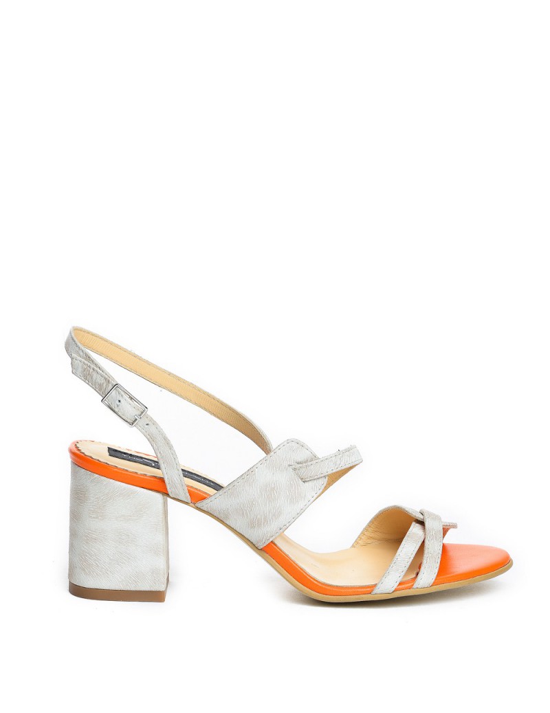 Sandale piele toc gros Darling White - The5thelement.ro