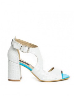 Sandale piele toc gros Portofino White - The5thelement.ro