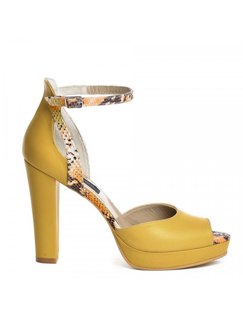 Sandale cu platforma piele naturala Yellow Pretty - The5thelement.ro
