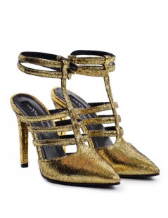 Pantofi Dama Piele Naturala Auriu Multi Strap - The5thelement.ro